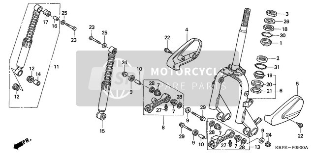 Honda SCV100 2003 Steering Stem/ Front Fork for a 2003 Honda SCV100